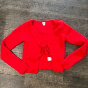 Women's Tie Front Red Sweater
